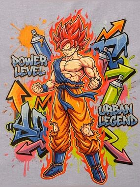 Anime Hero Orange Blue Red Graphic Tee Size Small New W/O Tags